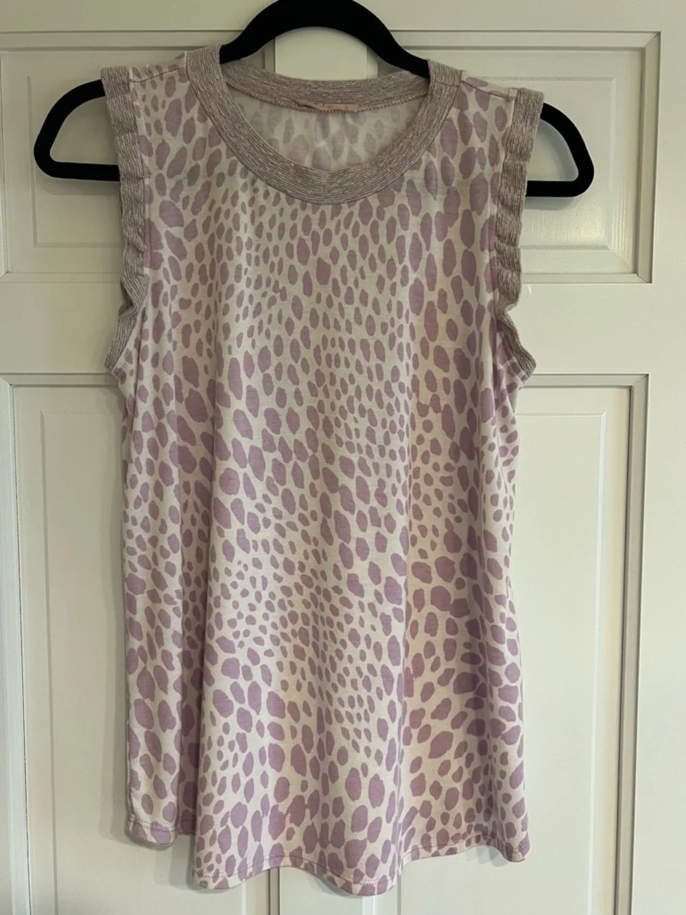 Boutique Animal Print Ruffle Sleeveless Top